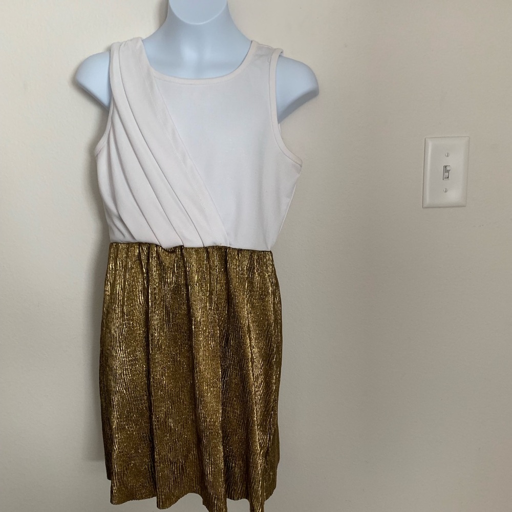 GB Girls Two- Tone Gold/White Sleeveless Dress